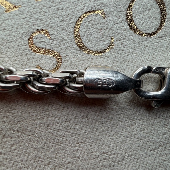 Silver Rope Chain Diamond Cut 925 Italy - Picture 5 of 6